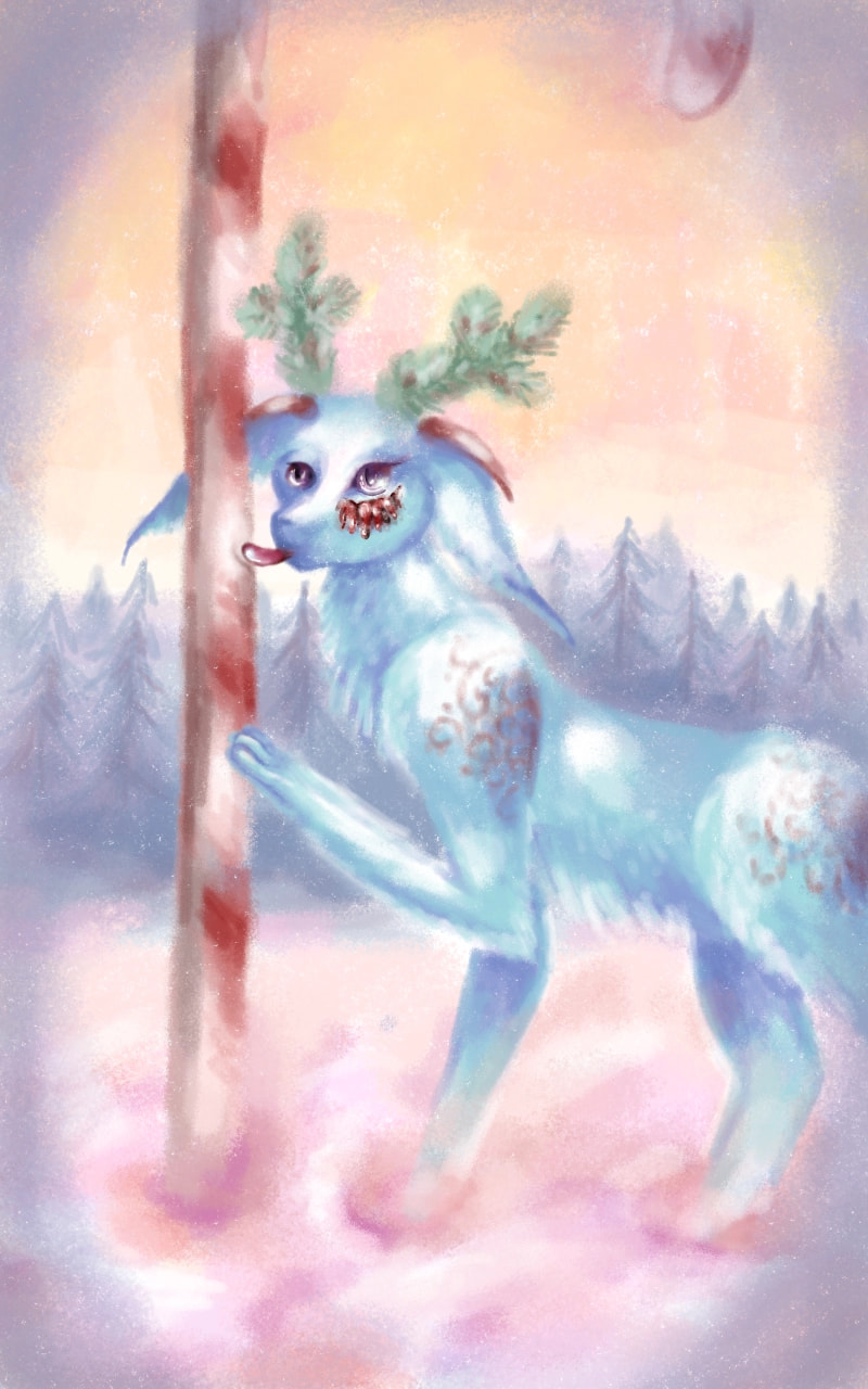 this is ribery. He is a sweet demon. Under the eye is caramel(his blood). if you do not understand something, please write in the comments, #wintercreature #fridayswithsketch maybe i'll write information about him