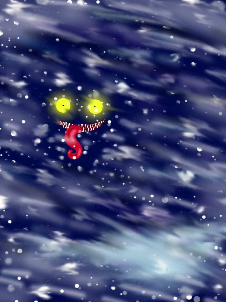 Как думаете кто охотиться во время метели? #wintercreature #fridayswithsketch #монстр позже нарисую отдельно монстра🕷️🦇😈
