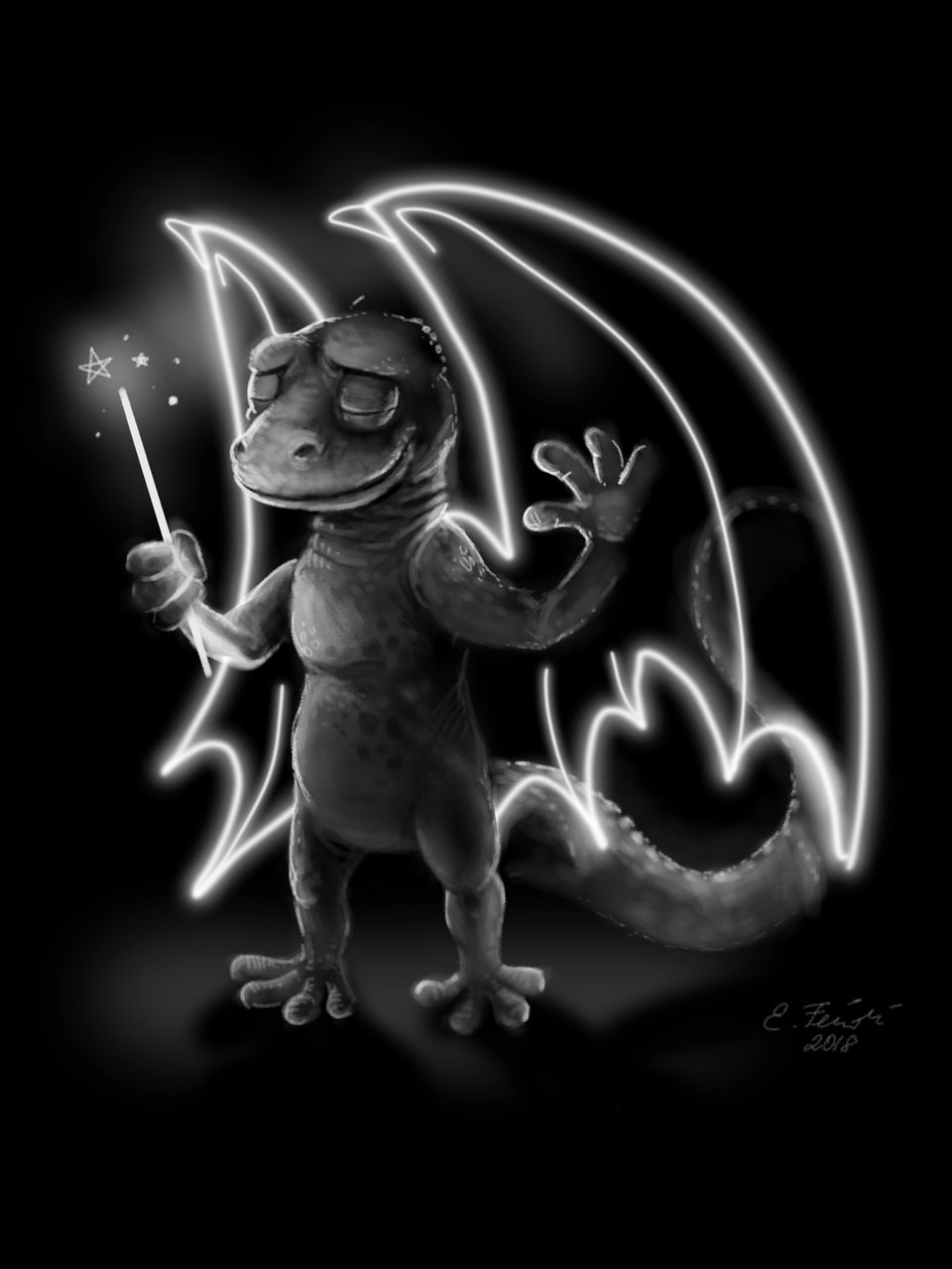 Day 4: a single #spell can turn every lizard into a majestic dragon. #Inktober2018