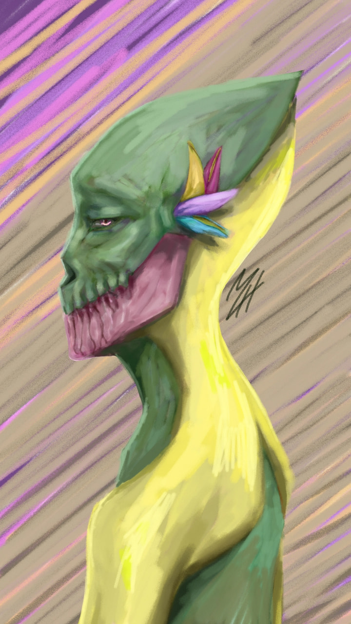 Happy Easter everyone :)#penciltoolchallenge #fridayswithsketch #Sadoch #sketch #alien #easter #yellow #flower #monster #portrait #pencil #green #spring #skull