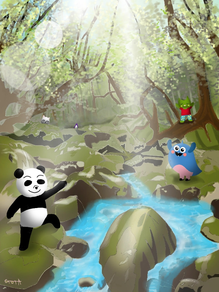 Let's all go back to the forest when the end of the world comes.  Let's go together.　世界の終わりが来たら森に帰ろう　一緒にいこう‪@hono‬ さんの風景画に触発されて描きだした画…イメージのとおりにはいかなんだがなんとか完成(>ω<) #sonysketch #endoftheworld #fridayswithsketch #SaveSketch