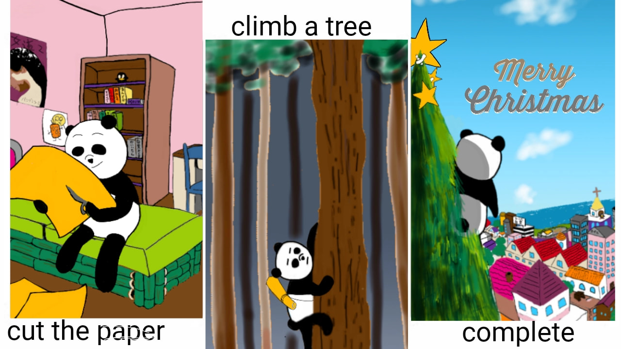 今日のパン美ちゃん番外編　いい機会なので絵本風に並べました　少し早めにメリークリスマス #mycomic #fridayswithsketch #sonysketch #パン美 #PANDA #PANDA