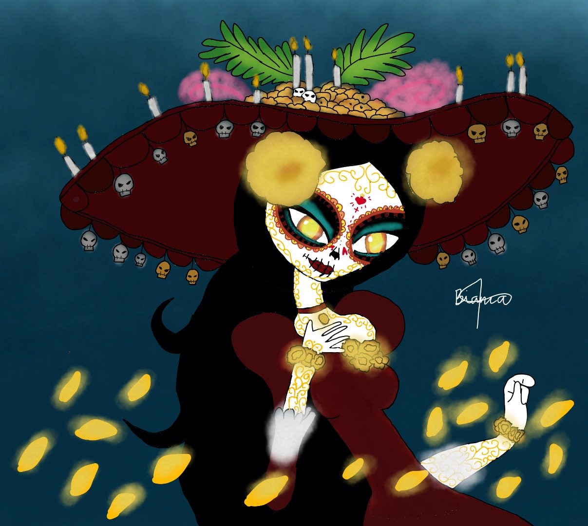 decided to colour it digitally! 💛 (took forever 😪) #diademuertos ‪#fridayswithsketch ‪#bookoflife ‪@sonysketch‬