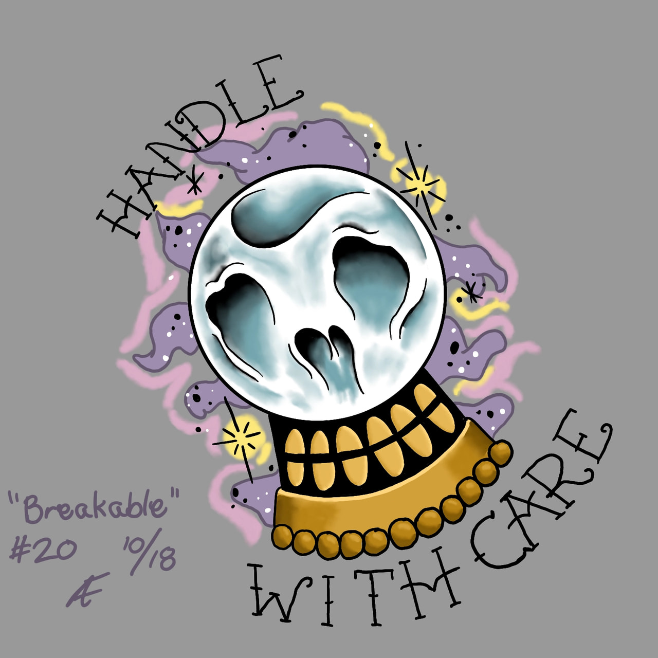 #inktober #Inktober2018 day 20 #breakable #crystal #crystalball