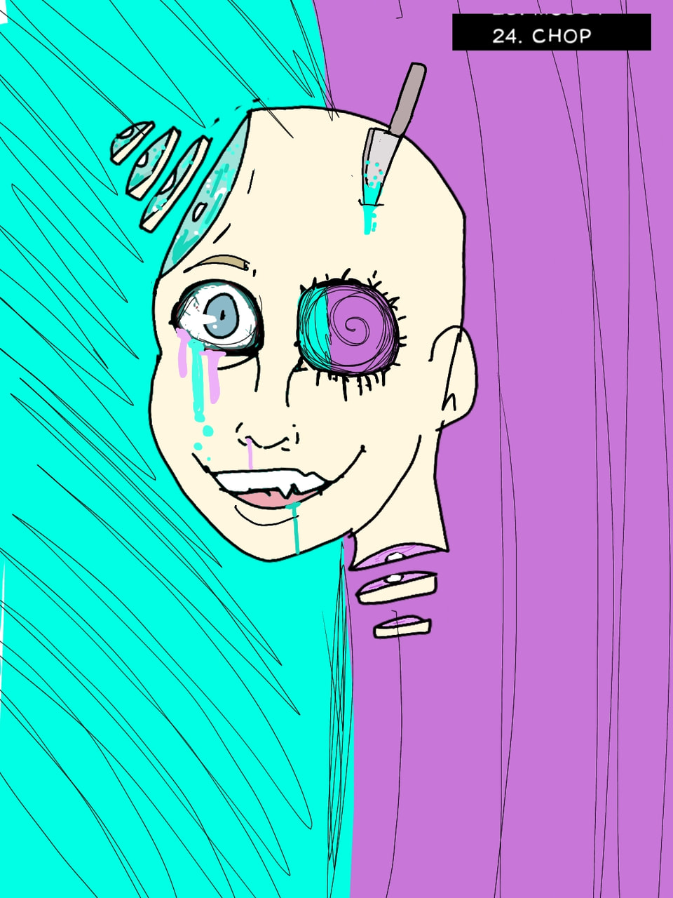 #inktober #chop #pink #bule #cool #spoopy