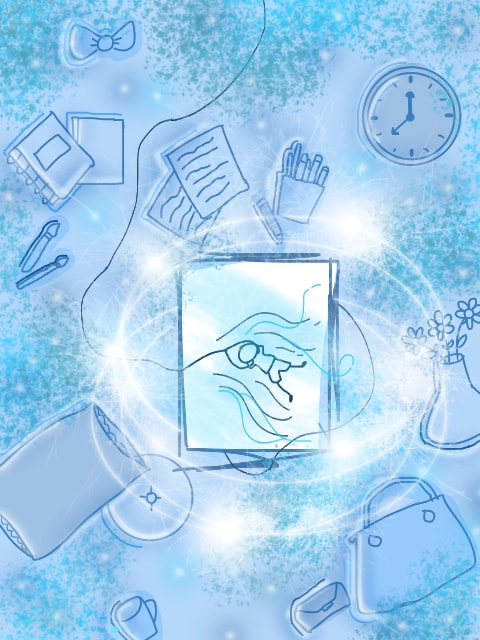 "A Life Of A Student" •Escaping The Hectic School Life Dimension😫🙋 (Ughhh...i wish it would work that way!😂 Btw this simple artwork took me days! i plan to join since i dont post much these days) BLUE!😇💙 #onecolor #fridayswithsketch #KathsDigitalArts