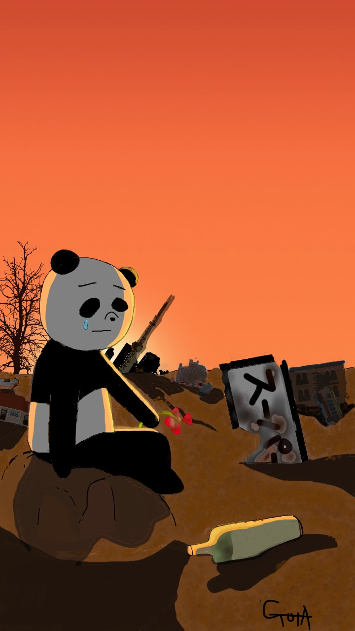 I did not think that this is the future　Human beings should avoid pollution and war　今日のパン美ちゃん　タイムトラベルしたパンダ　久しぶりに特集入り狙った恐竜がまさかの先越され…未来に行って困ってるパン美ちゃんに悲しい気持ちをのせました（笑） #mytimetravel #sonysketch #fridayswithsketch #パン美 #pandagirlPANMI #100PercentSketch