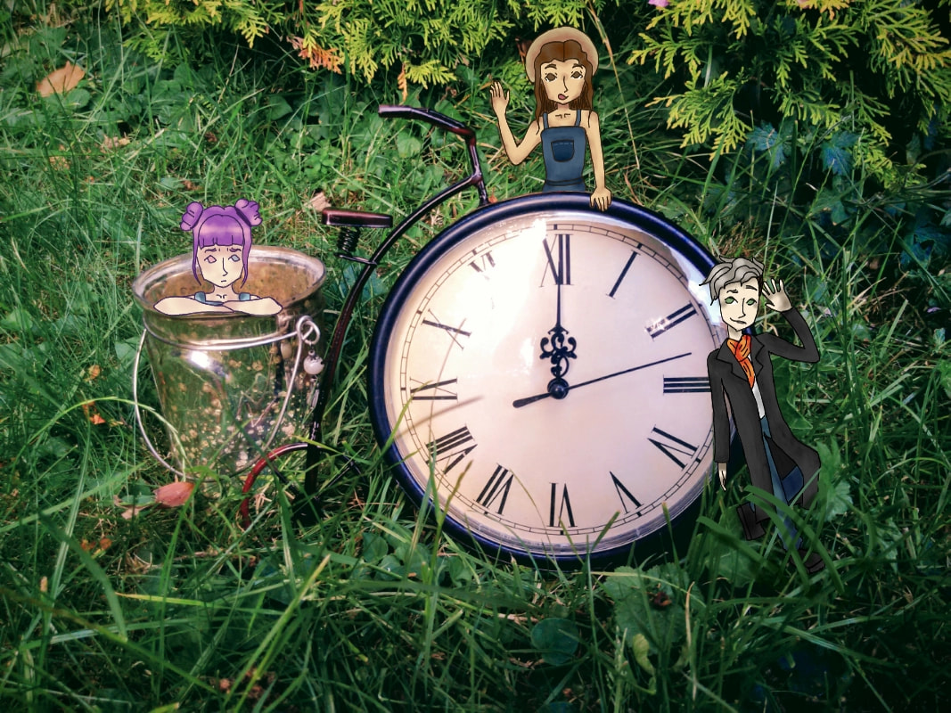 My entry for #drawyourphoto #fridayswithsketch !! I have this really cool clock which I wanted to use, so I took a photo of that and doodled some of my characters around it. I hope you like it! #challenge #character #photo #OC