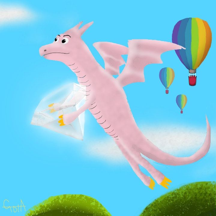 Carrying a birthstone　誕生石を運ぶ　ピンク色で描かなきゃならんかったかと急遽作成〜(>ω<)おやすみなさい #myfantasy #sonysketch #minichallenge #April