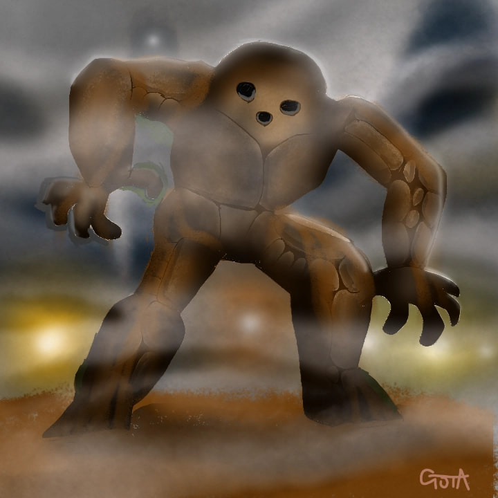 A living mud doll golem came.  ゴーレムが来た 　ほんとはパン美ちゃんでゴーレム描くはずが無理だったのです（笑） #muddy #inktober2018 #sonysketch